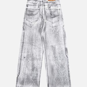 Concert Outfit Wasteland Style Niche Design Dirty White Loose Jeans