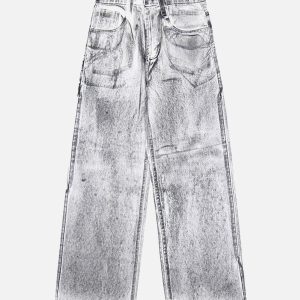 Concert Outfit Wasteland Style Niche Design Dirty White Loose Jeans