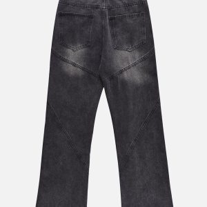 Concert Outfit Zipper Decoration Washed Jeans