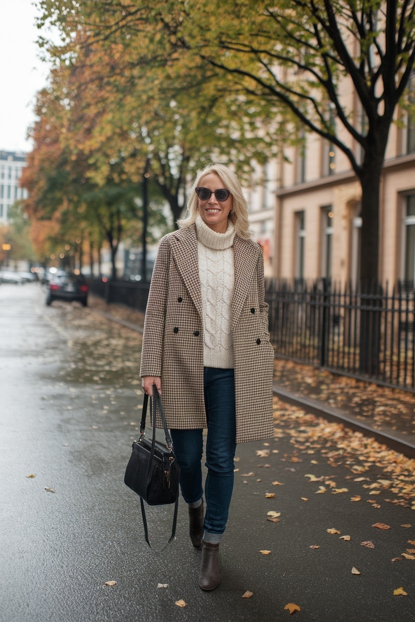 Stylish Autumn Outfits Women Over 40 Casual Winter Layers outfit idea