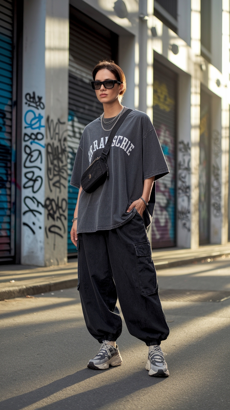 Baggy Black Cargo Pants Outfit for Effortless Style outfit idea