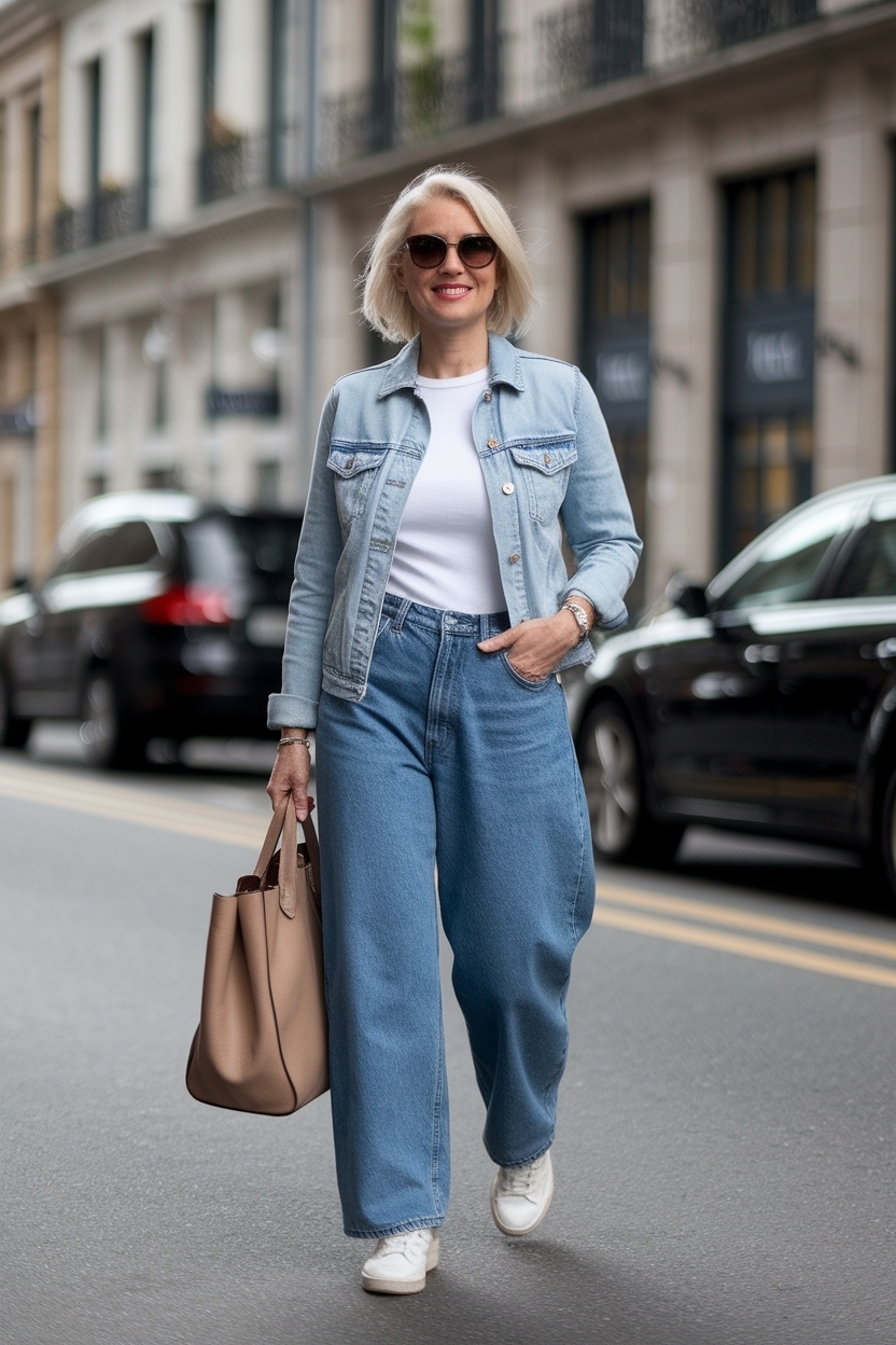 Stylish Baggy Jeans Outfit for Women Over 40 outfit idea