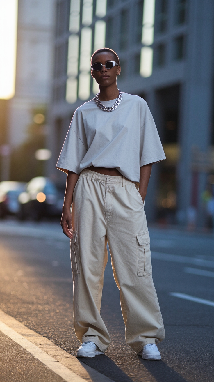 Elevate Your Style with Beige Baggy Cargo Pants Outfit outfit idea