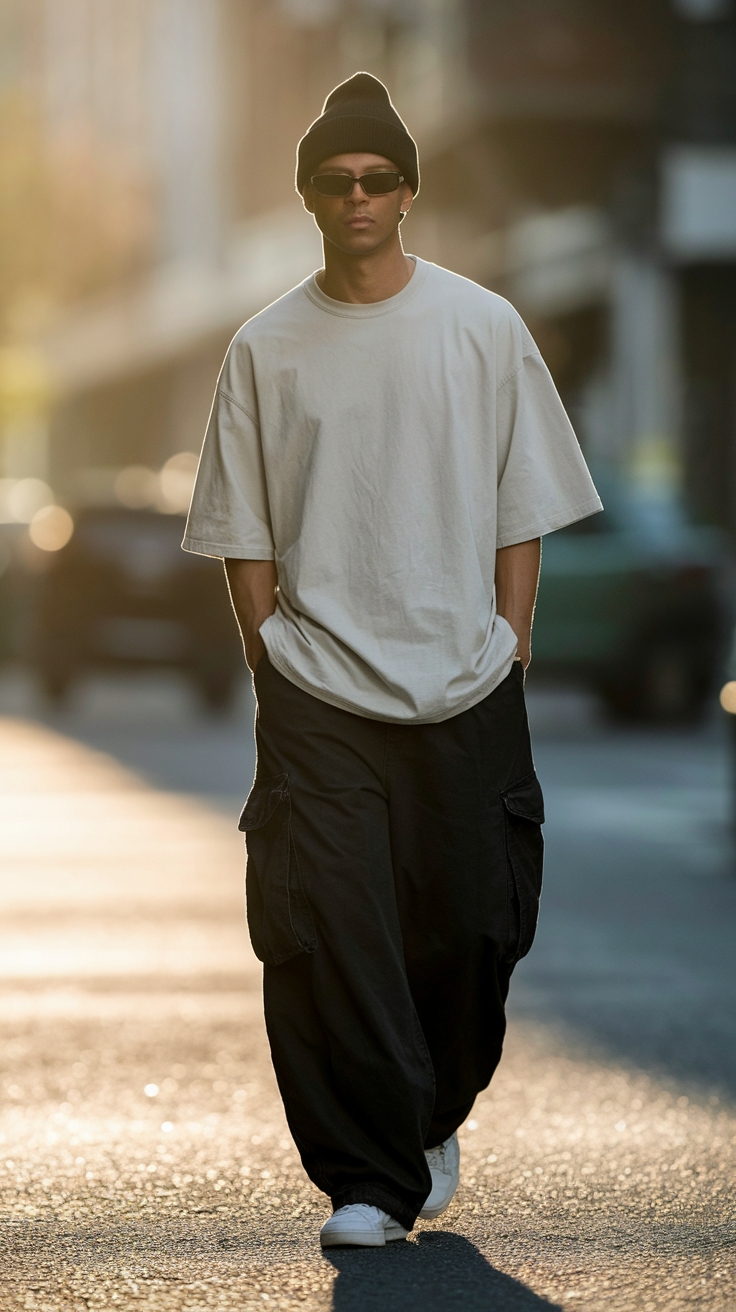 Timeless Black Baggy Cargo Pants for Any Season outfit idea