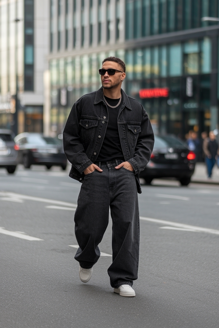 Black Baggy Jeans Outfit Men: Street Style Inspiration outfit idea