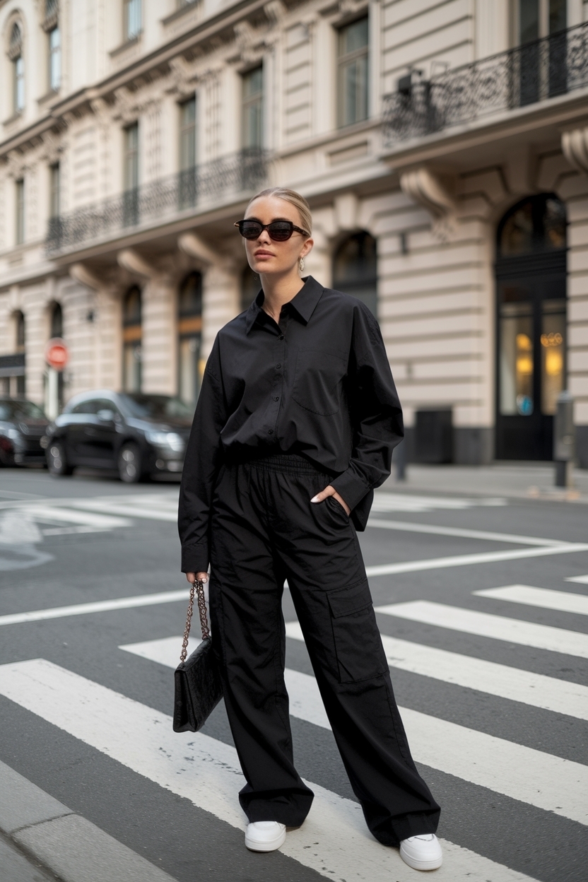 Black Cargo Pants Outfit Oversized Shirt: Perfect Pairing outfit idea