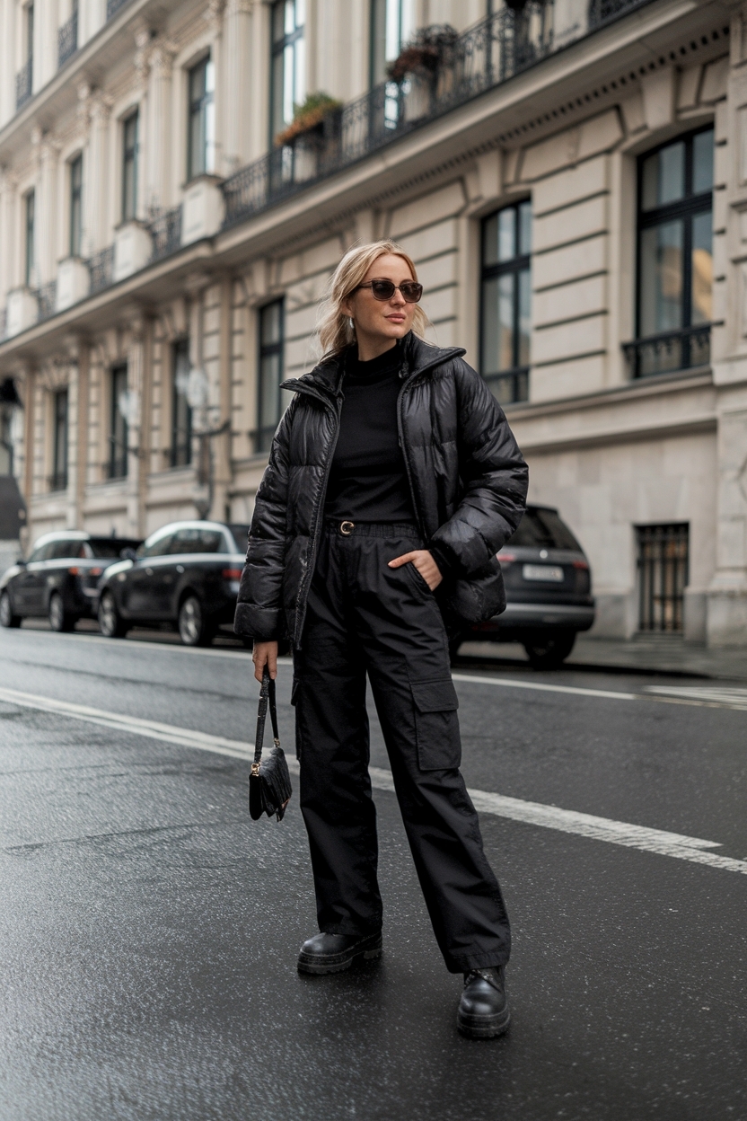 Black Cargo Pants Outfit Winter: Stay Warm and Chic outfit idea