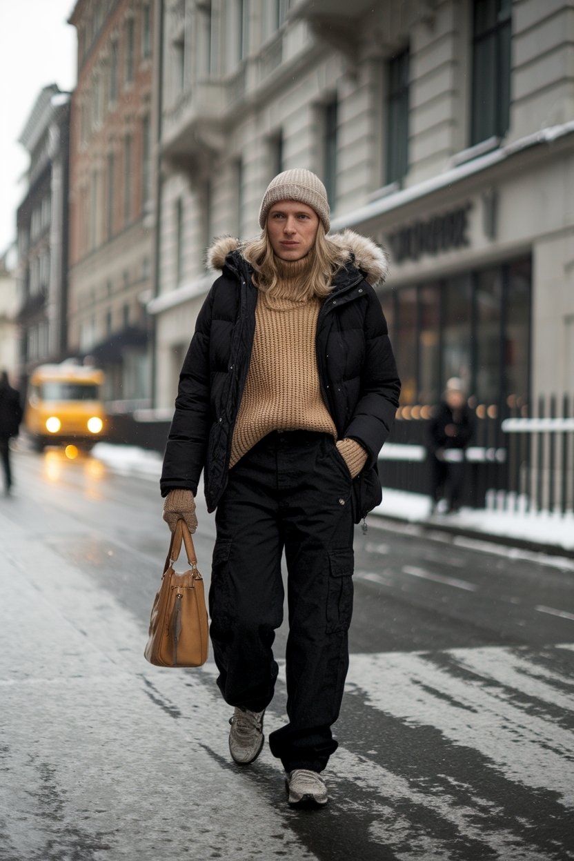 Black Cargo Pants Winter Outfit: Trendy Layering Ideas outfit idea