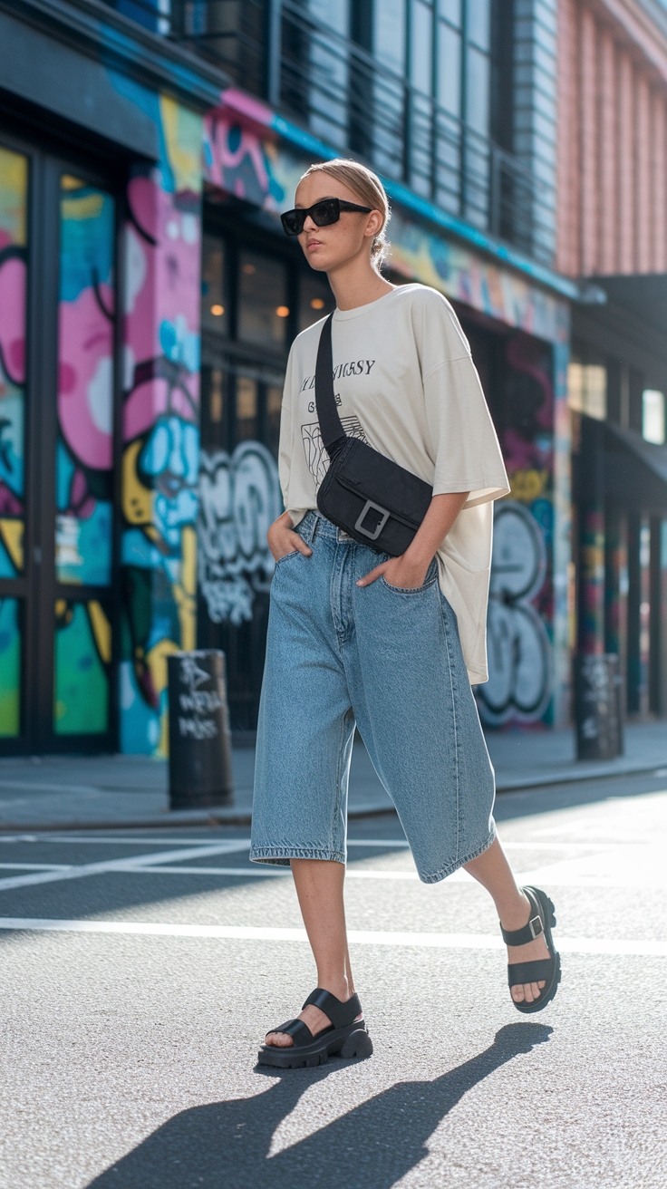Trendy Black Chunky Sandals Outfit for Summer Fun outfit idea