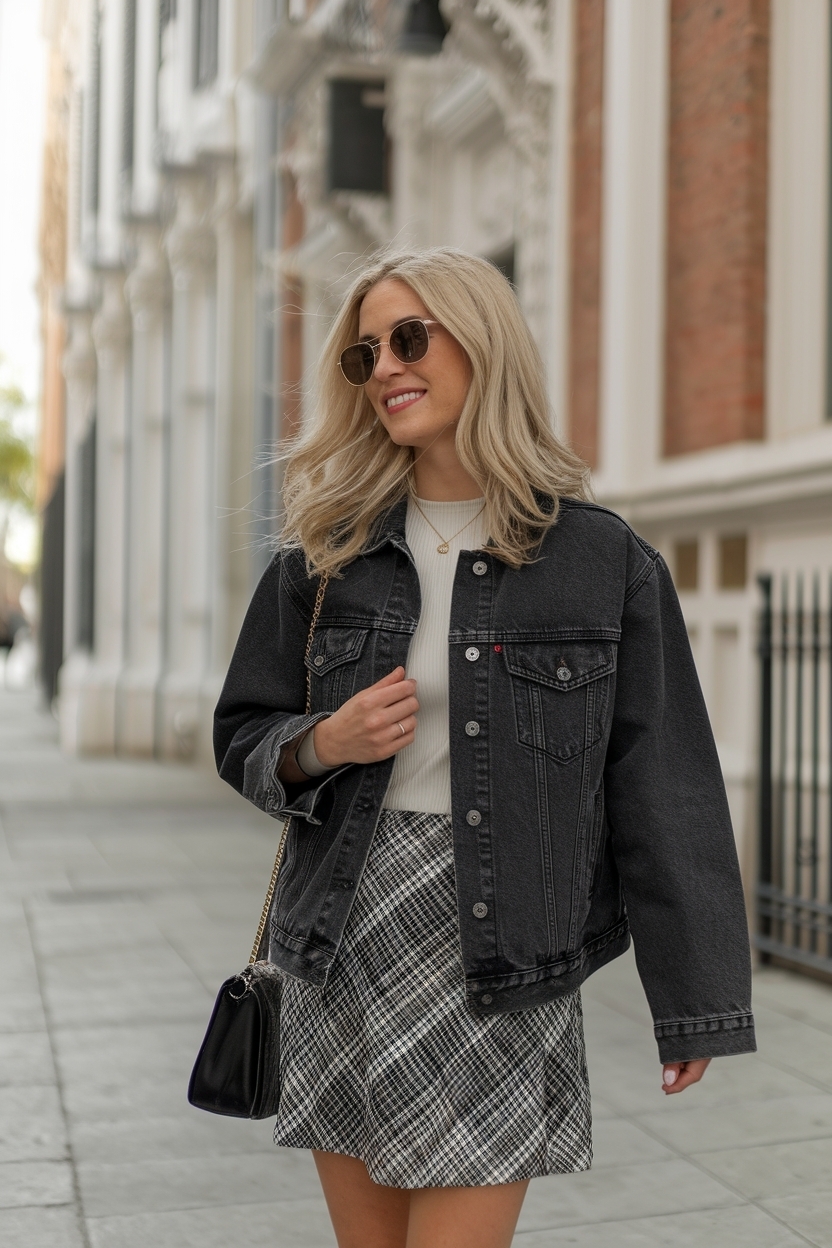 Chic Black Denim Jacket Outfit Women with Ski Inspiration outfit idea