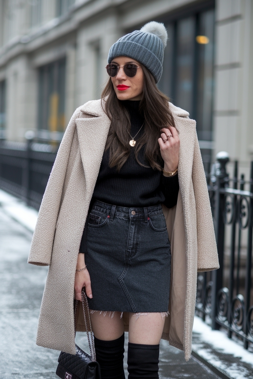 Black Denim Skirt Outfit Winter: Style Tips and Trends outfit idea