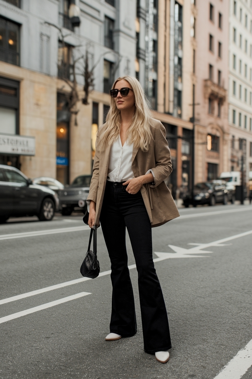 Effortless Black Flare Jeans Outfit Casual Style Guide outfit idea