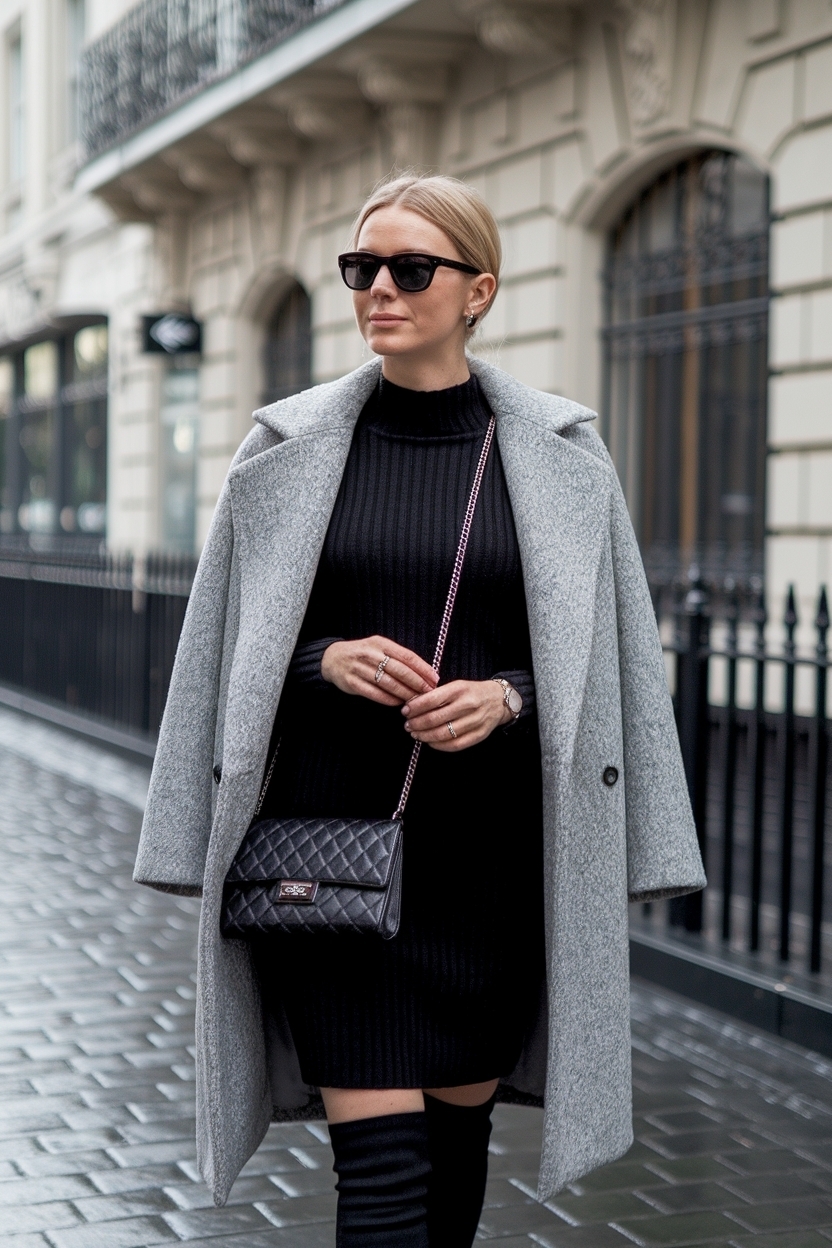 Black Knit Dress Outfit Winter: Stay Stylish and Warm outfit idea