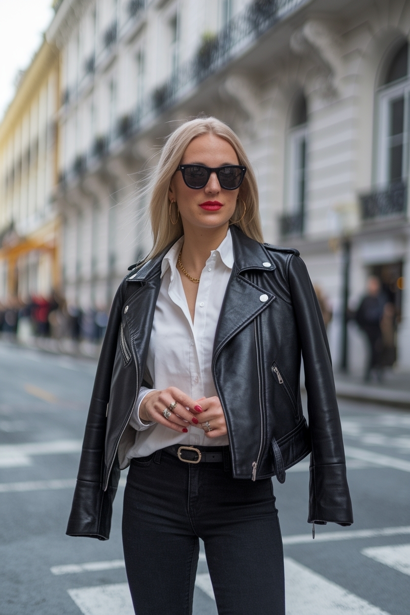 Black Leather Jacket Outfit Women Classy for Every Occasion outfit idea
