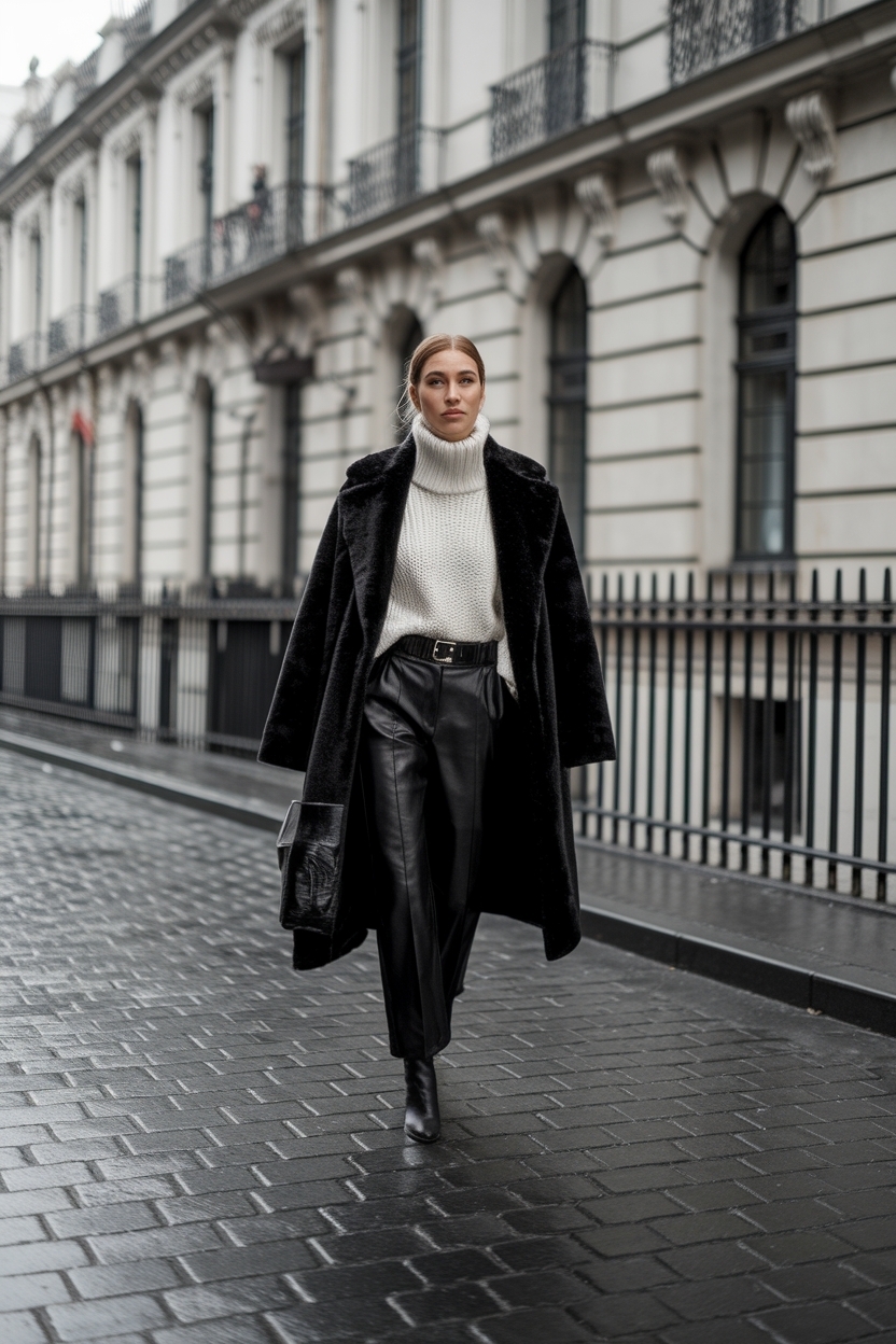 Black Leather Pants Outfit Winter: Rocking the Edgy Style outfit idea
