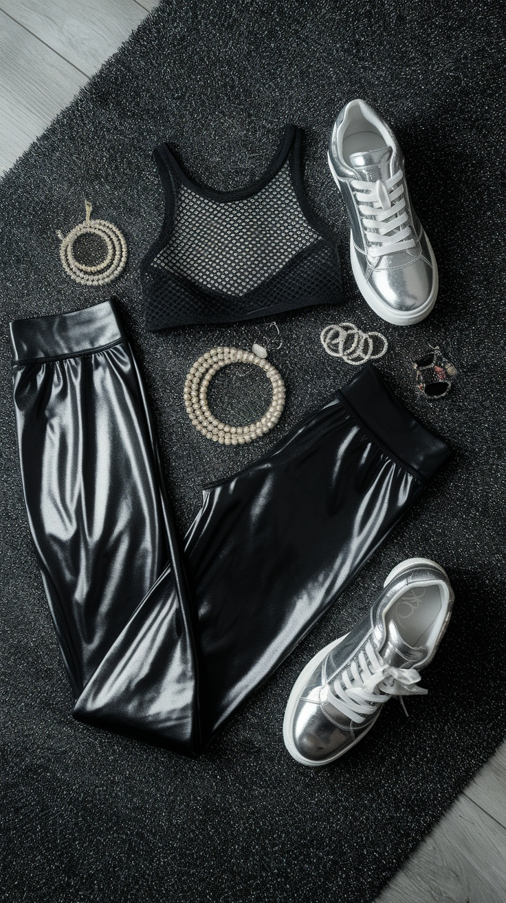 Black Metallic Leggings Outfit: Add Some Shine to Your Look outfit idea