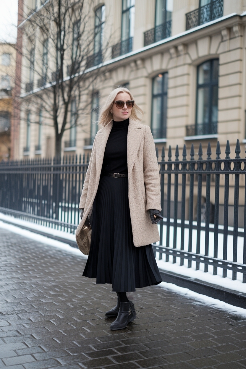 Black Midi Dress Outfit Winter: Effortless Elegance for Chilly Days outfit idea