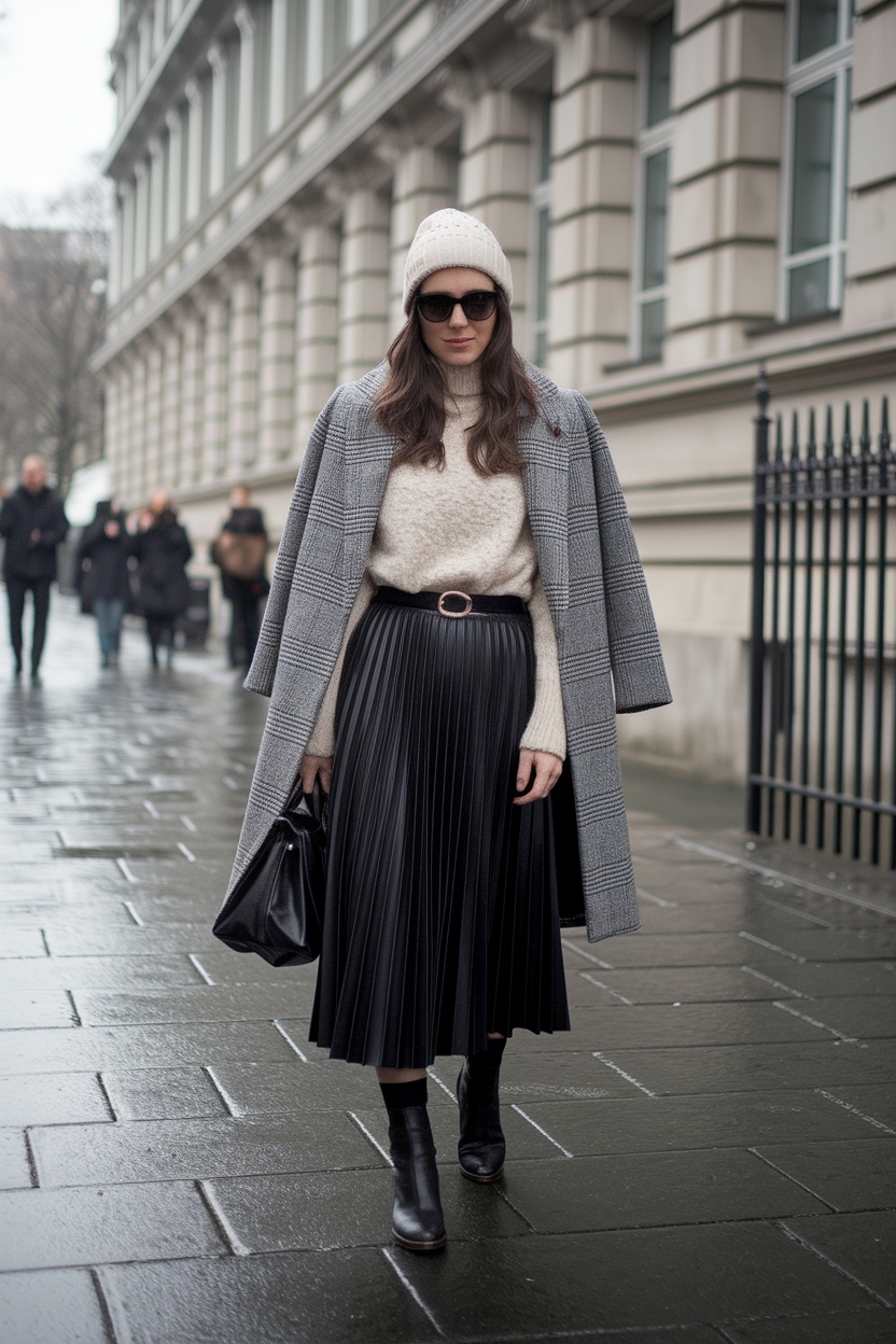 Black Pleated Skirt Outfit Winter: Flowy and Fashionable outfit idea