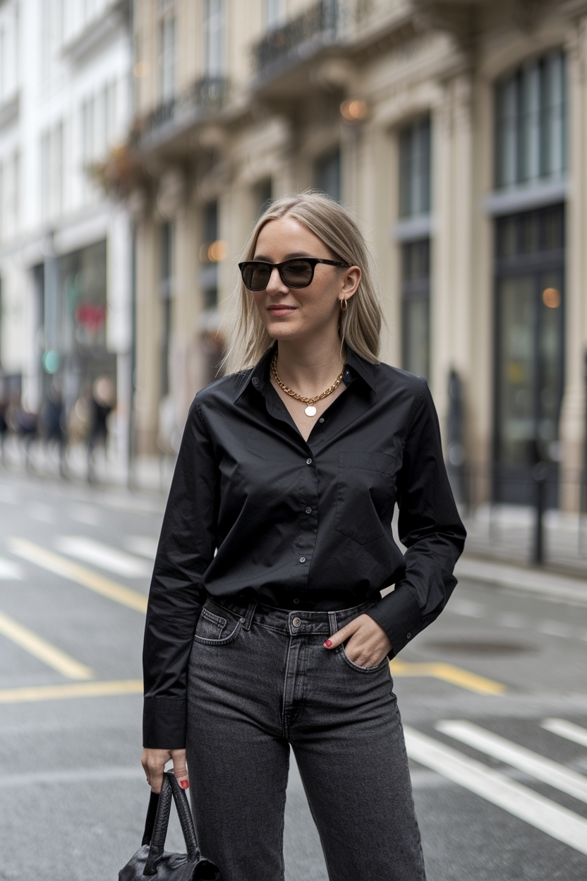 Creating the Perfect Black Shirt and Jeans Outfit outfit idea