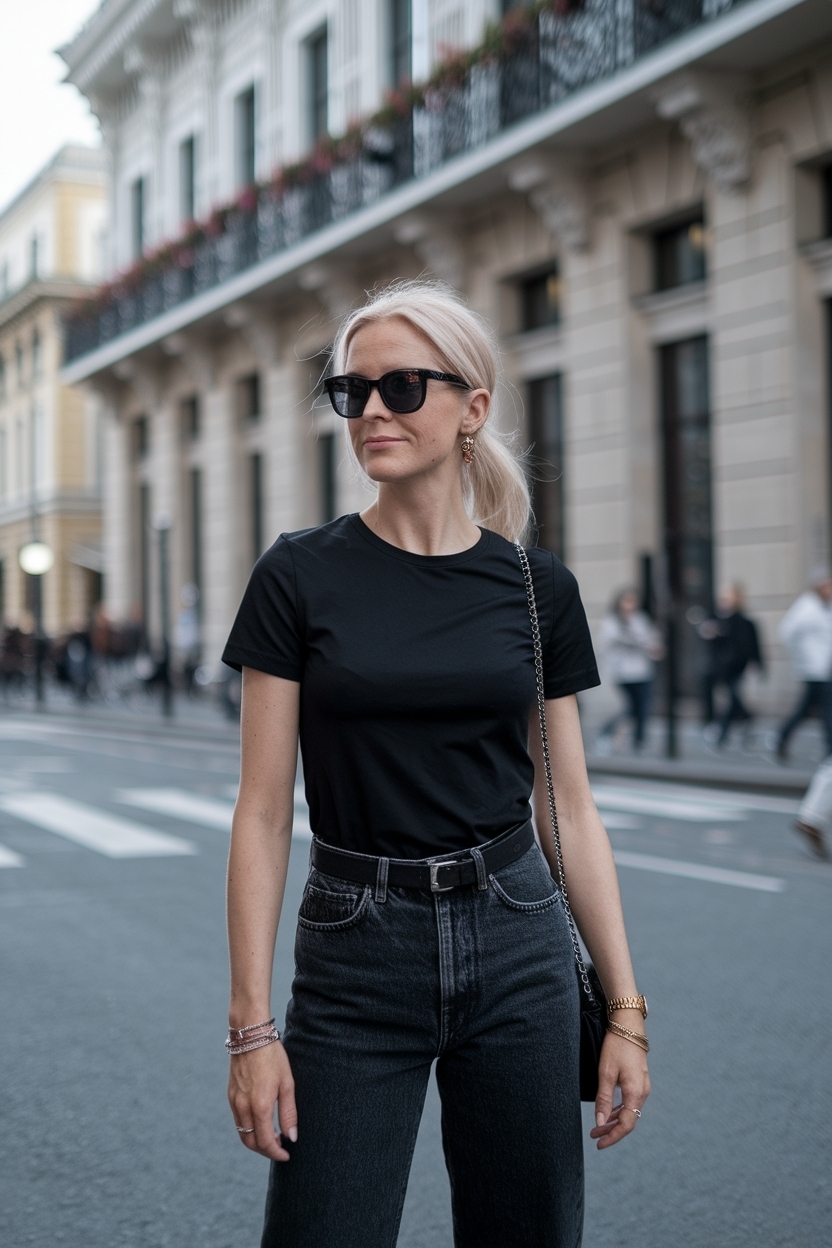 Chic Black T Shirt and Jeans Outfit Ideas outfit idea