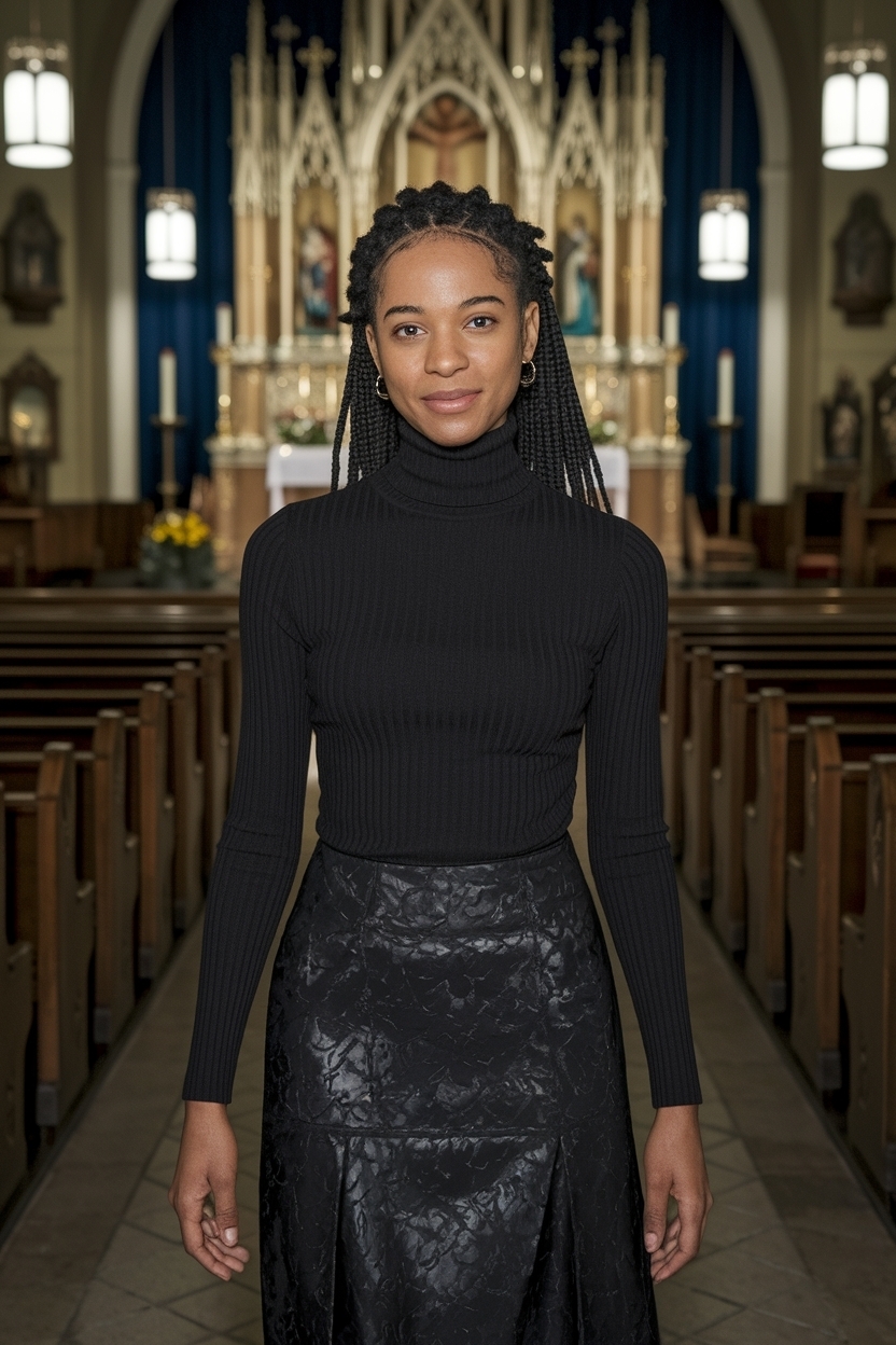 Black Turtle Neck Outfit Women Church: Elegant and Modest outfit idea