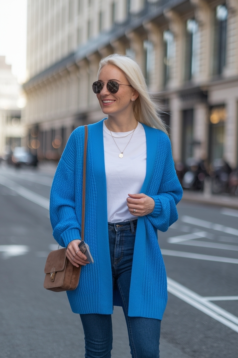 Blue Cardigan Outfit Ideas Women: Versatile and Trendy outfit idea