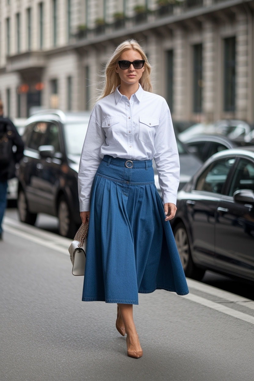 Blue Denim Skirt Outfit for Women: Style Tips and Ideas outfit idea