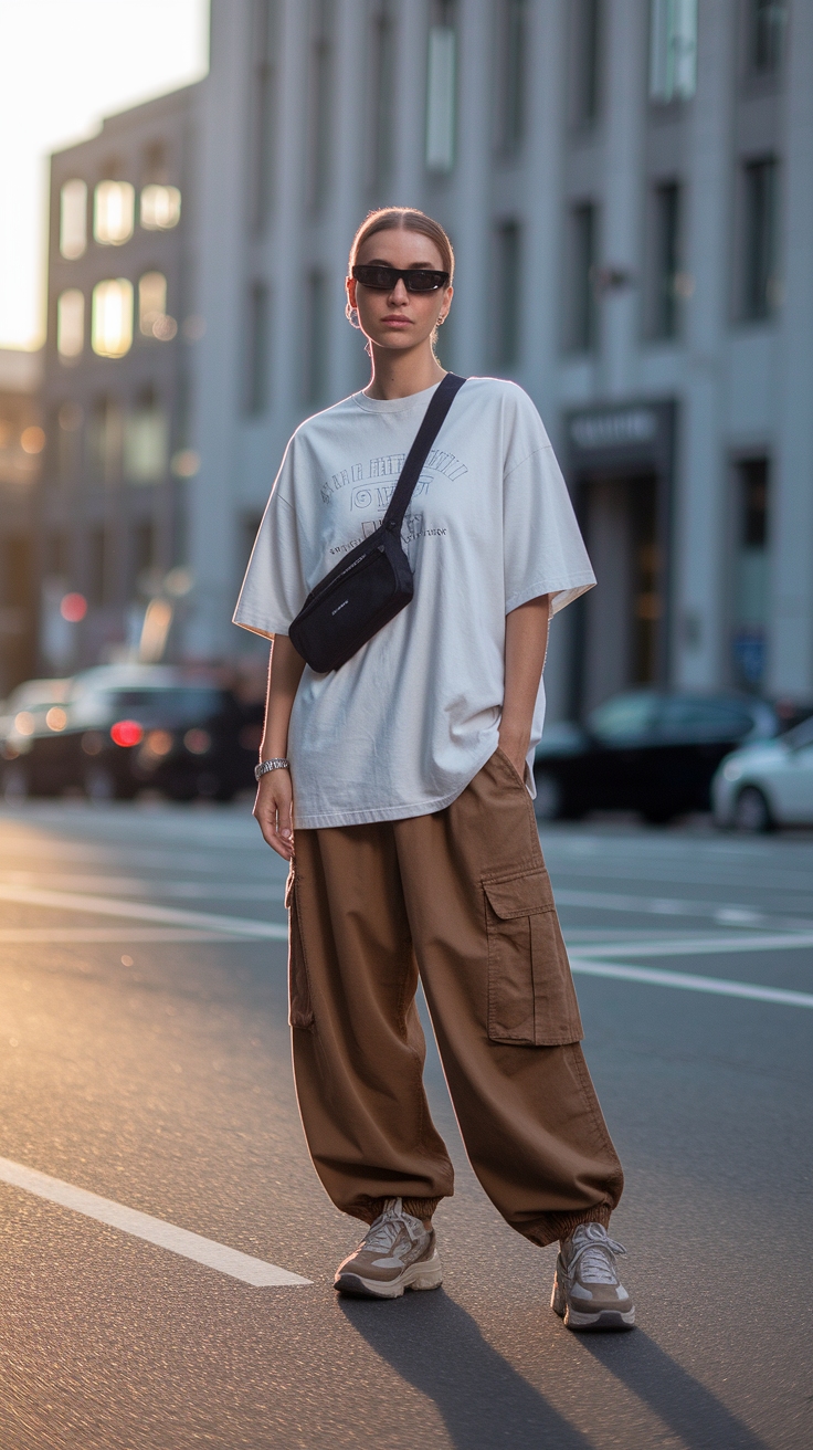 Stylish Brown Baggy Cargo Pants Outfit to Try Now outfit idea