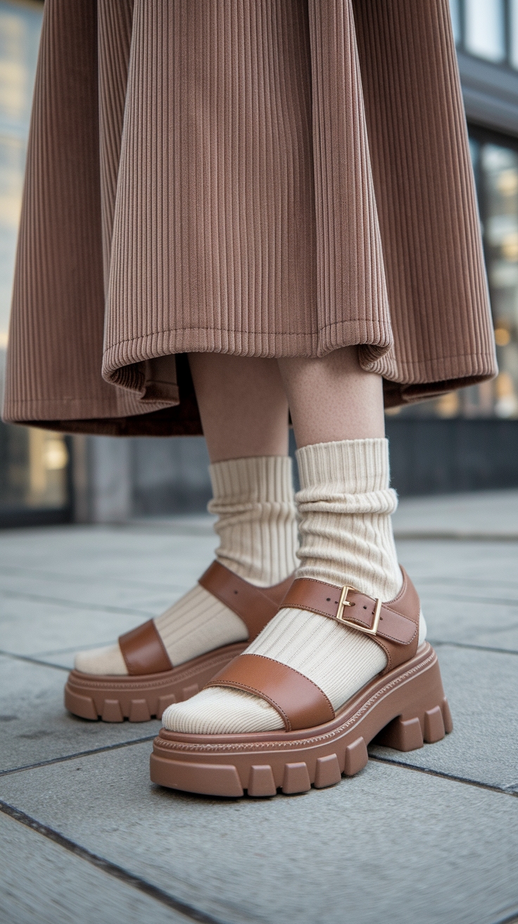 Comfy Brown Chunky Sandals for Casual Summer Looks outfit idea