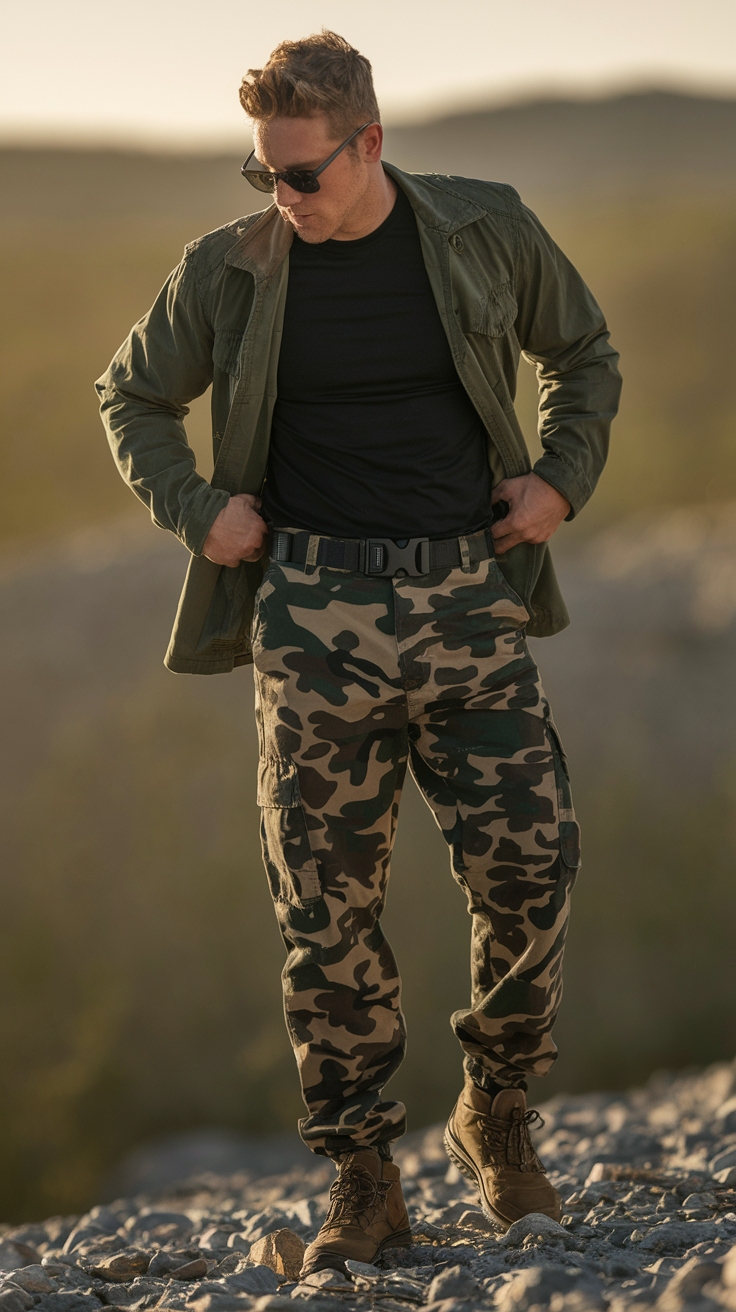 Camo Cargo Pants Outfit Men: Rugged Yet Stylish Looks outfit idea