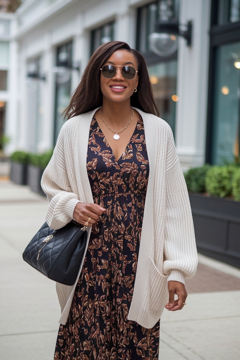 Cardigan and Dress Outfit Black Women: Perfect Combinations outfit idea