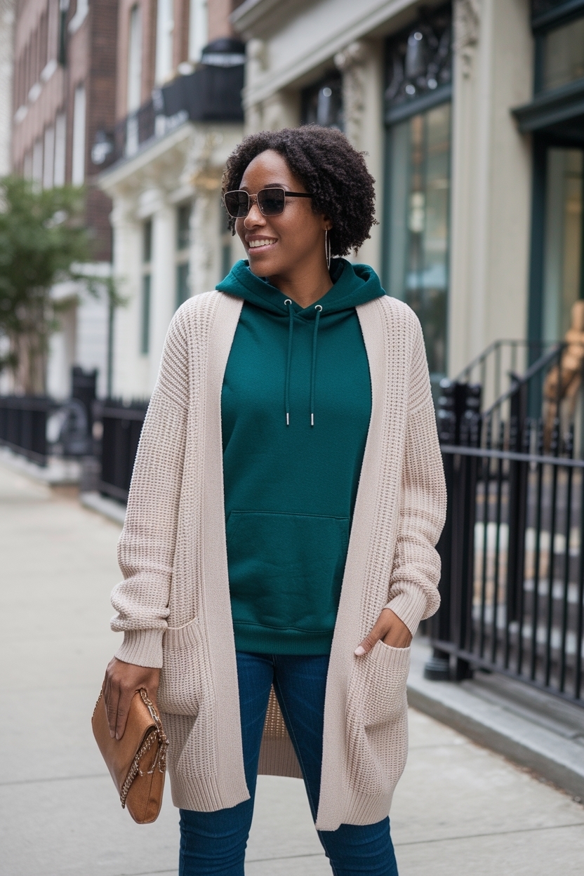 Cardigan and Hoodie Outfit Black Women: Stylish Pairings outfit idea