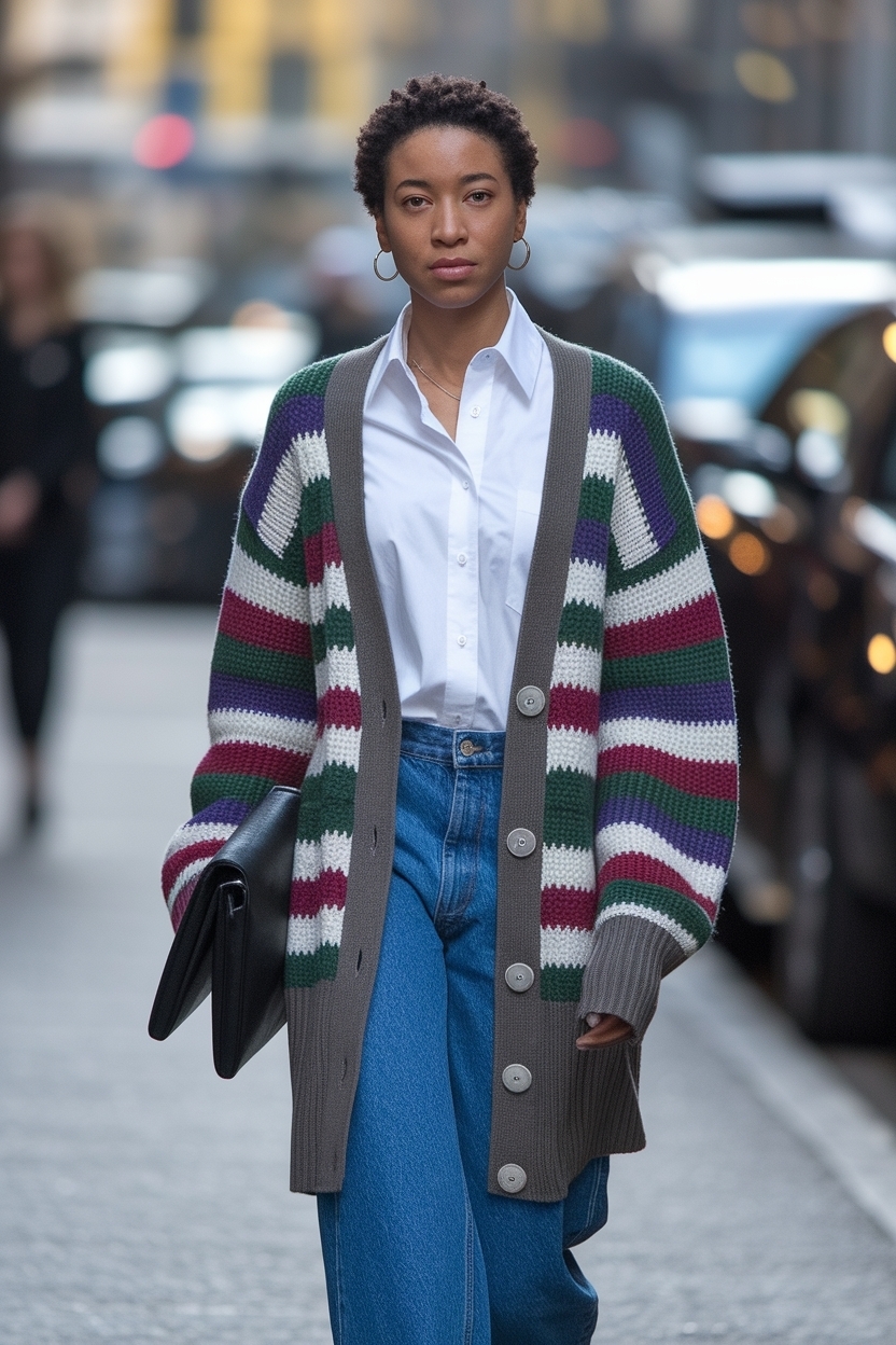 Cardigan and Shirt Outfit Black Women: Effortless Elegance outfit idea