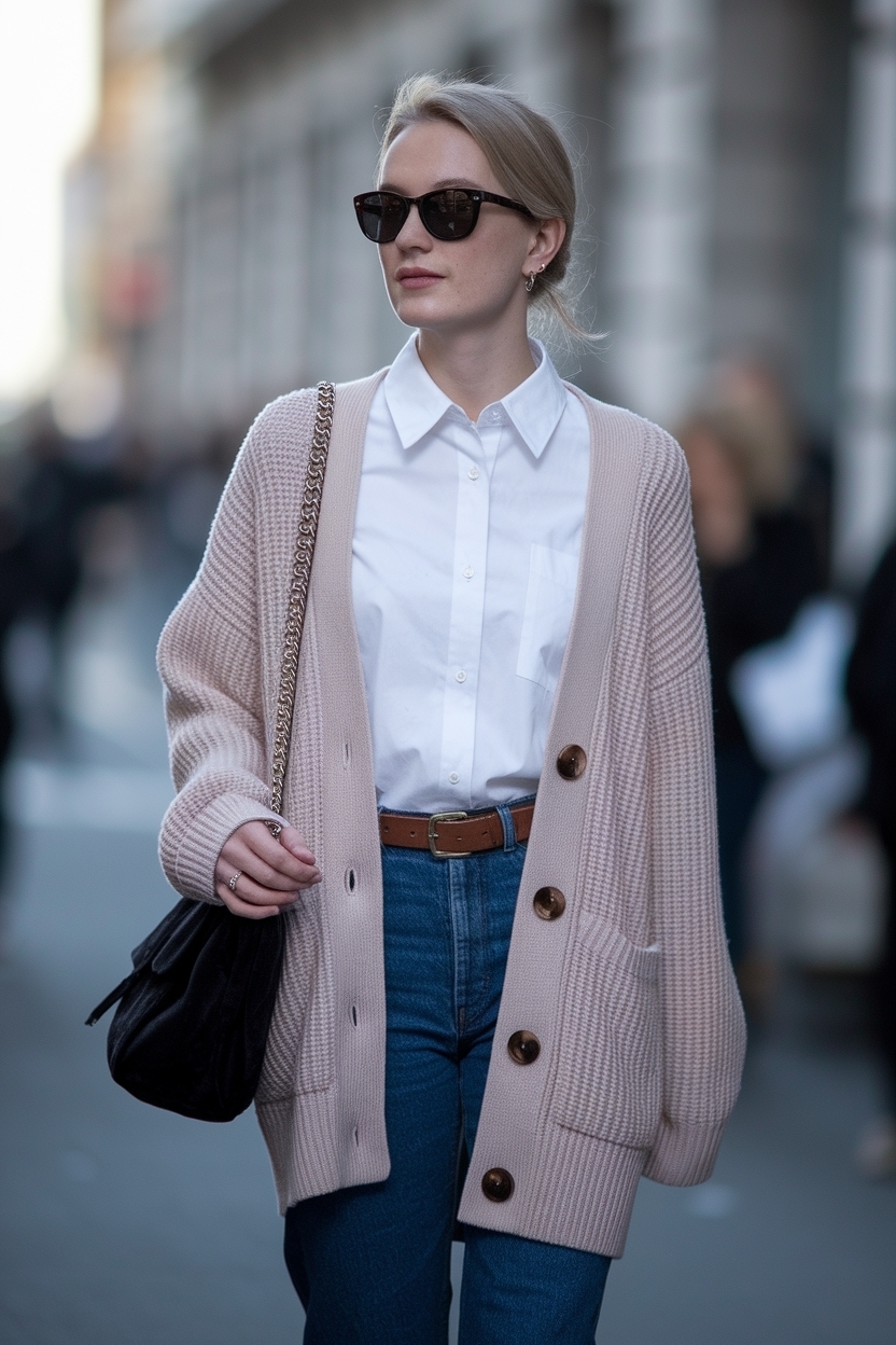 Stylish Cardigan and Shirt Outfit Women for Any Season outfit idea