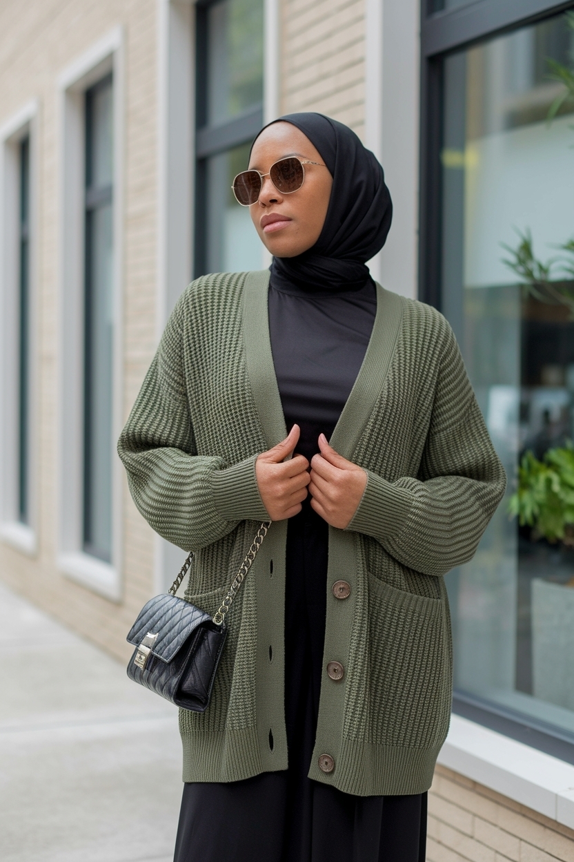 Cardigan Outfit Black Women Hijab: Chic and Modest Choices outfit idea