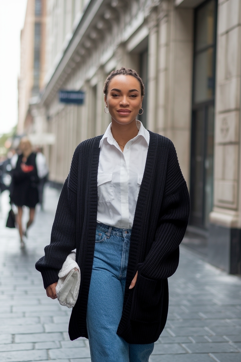 Cardigan Outfit Black Women with Jeans: Casual Elegance outfit idea