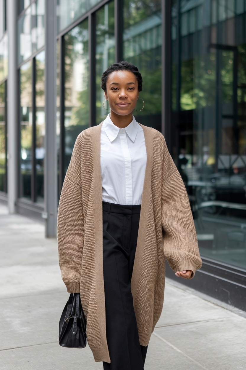 Cardigan Outfit Black Women Work: Professional Looks outfit idea