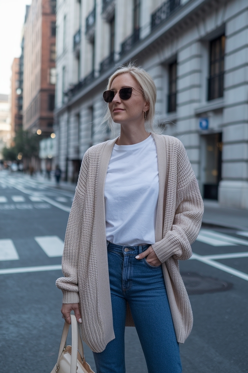 Comfort Meets Style: Cardigan T Shirt Outfit Women outfit idea