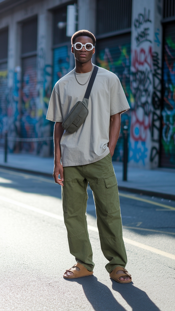 Best Cargo Pants and Sandals Combinations for Warm Days outfit idea