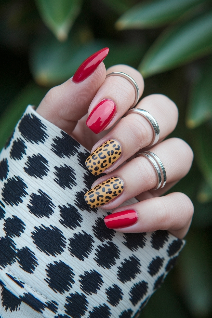 Cheetah Print and Red Nails: Perfect Nail Art Pairing outfit idea