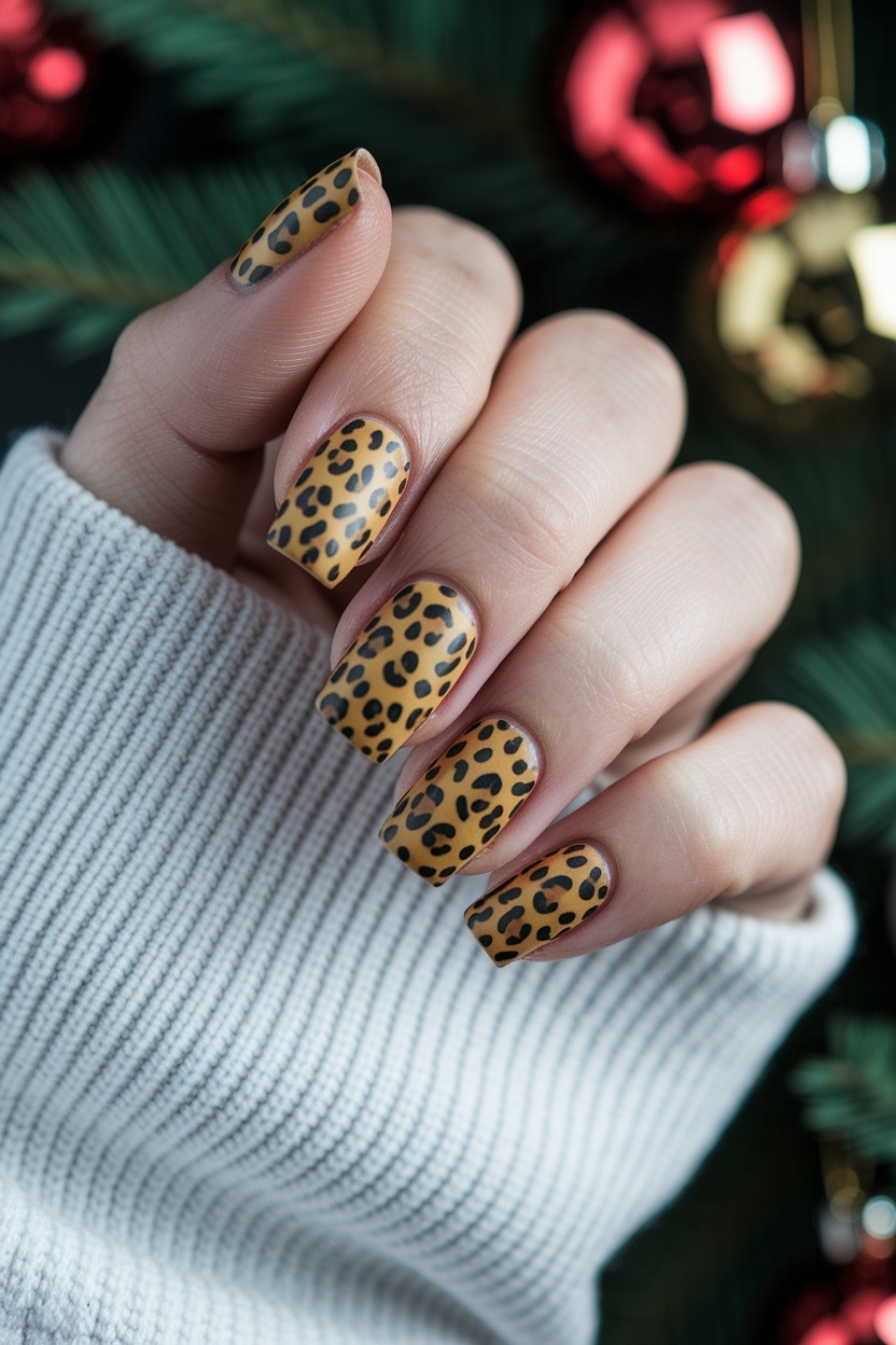 Cheetah Print Christmas Nails: Festive Nail Art Inspiration outfit idea