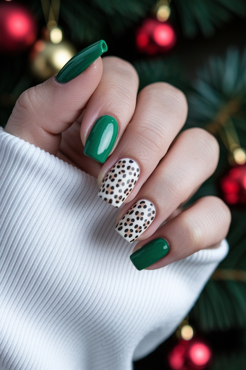 Christmas Nails with Cheetah Print: Holiday Nail Trends outfit idea