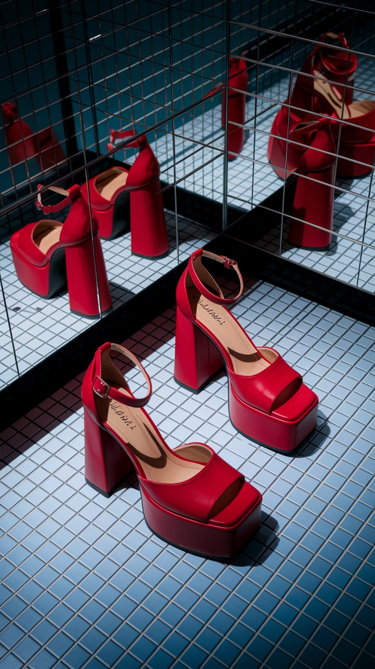 The Bold Appeal of Chunky Red Heels outfit idea