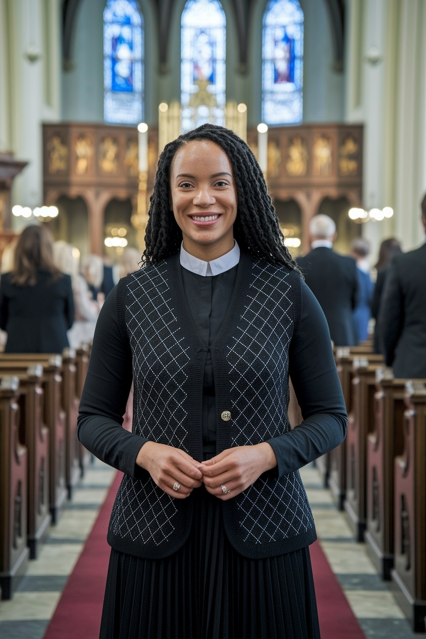 Church Outfit Black Women Vest: Layering for a Chic Look outfit idea