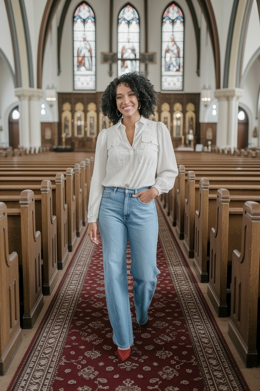 Church Outfit for Women Jeans: Dress Up Your Denim outfit idea