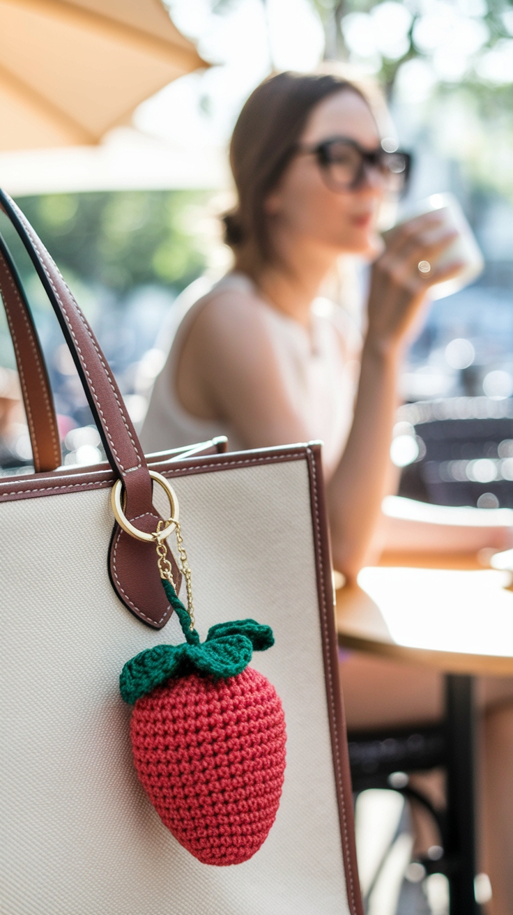 Adorable Crochet Strawberry Bag Charm Tutorial outfit idea