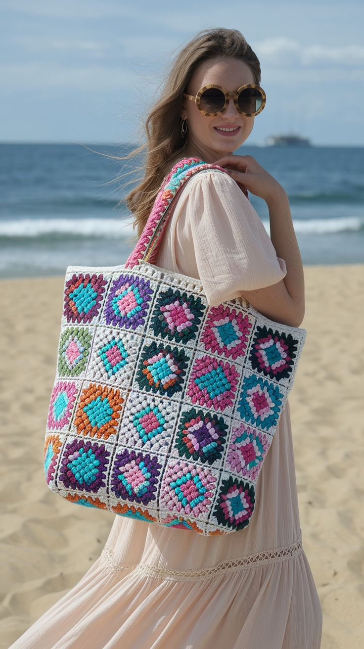 Craft Your Own Crochet Tote Bag Granny Squares outfit idea