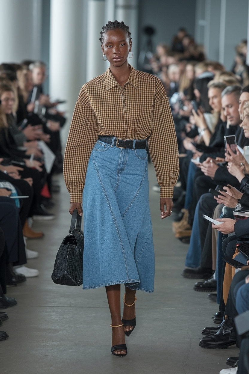 Custom Denim Skirt Outfit Ideas for Black Women outfit idea