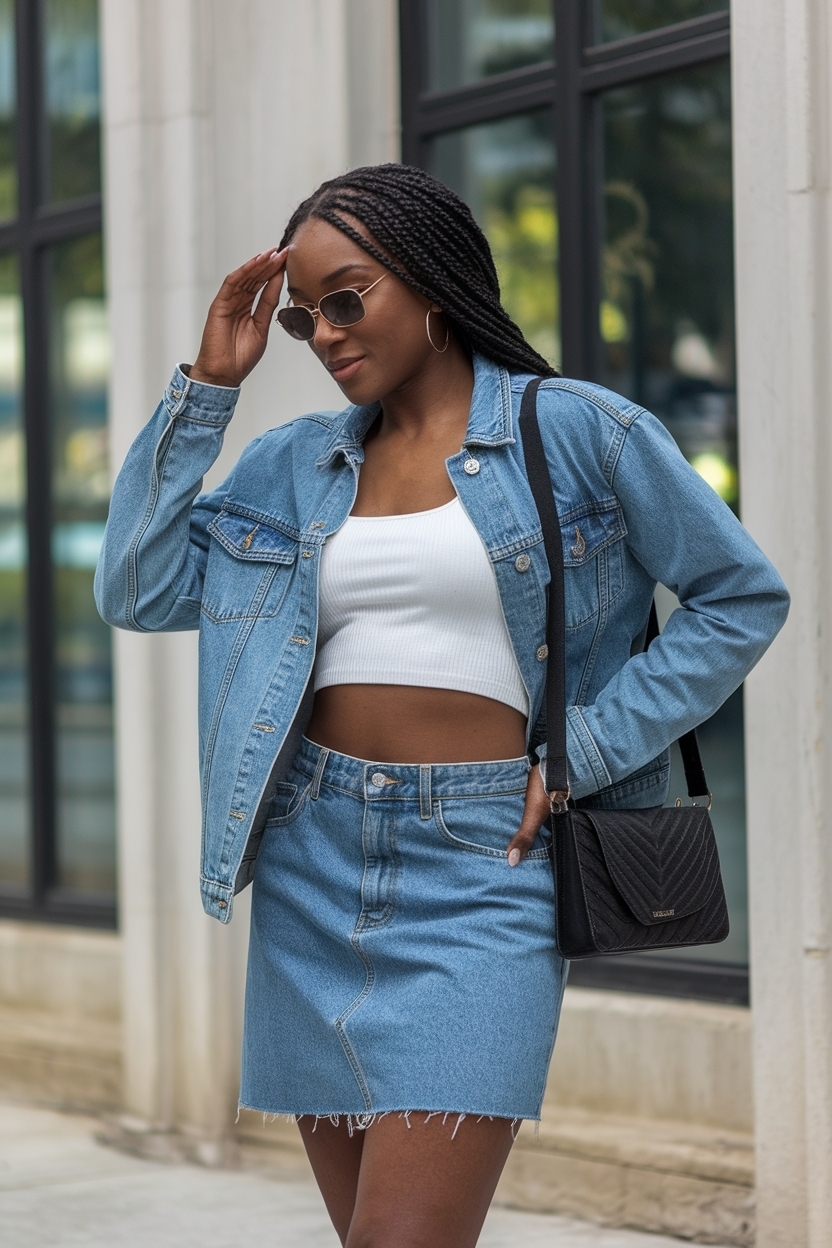 Denim Jean Skirt Outfit Black Women: Versatile Styles outfit idea