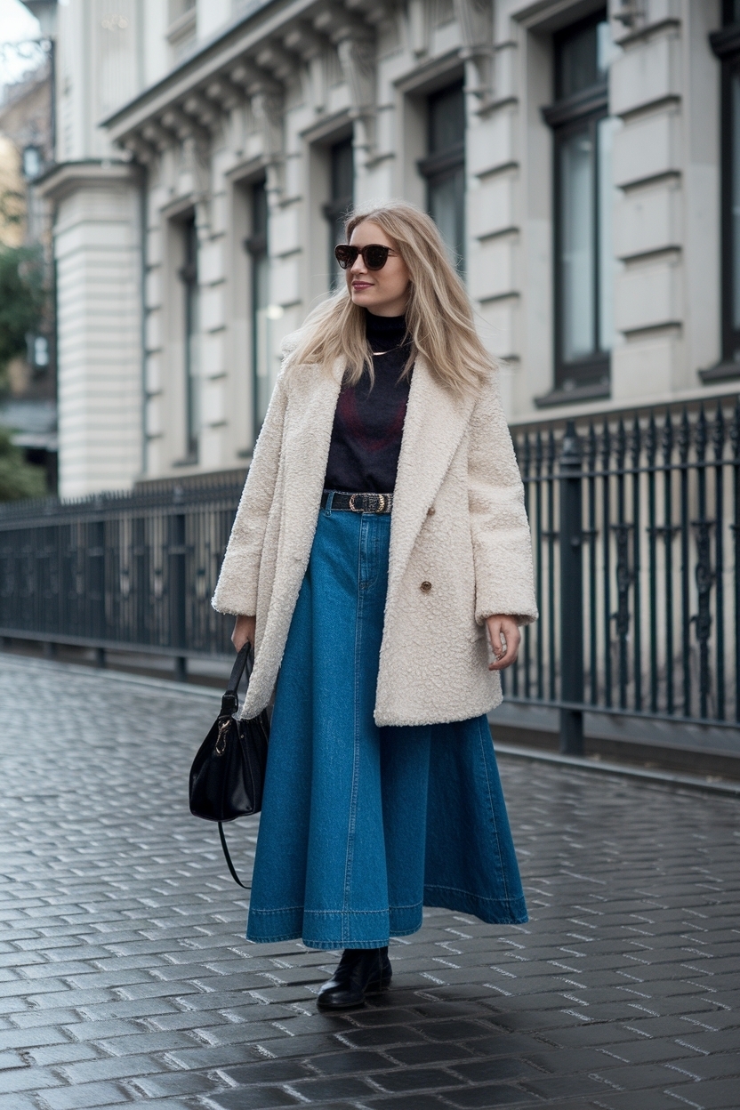 Denim Maxi Skirt Outfit Winter: Casual Yet Stylish outfit idea